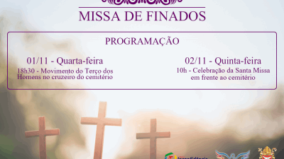 Programação de Finados contará com Celebração Eucarística e Santo Terço