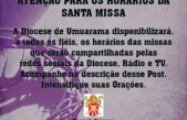 Definido horários das Missas que serão transmitidas pela rede social da Diocese, Rádio e TV