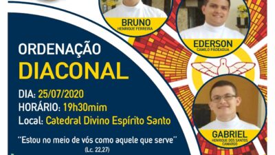 Santa Missa de Ordenação Diaconal de três Seminaristas acontece nesse sábado