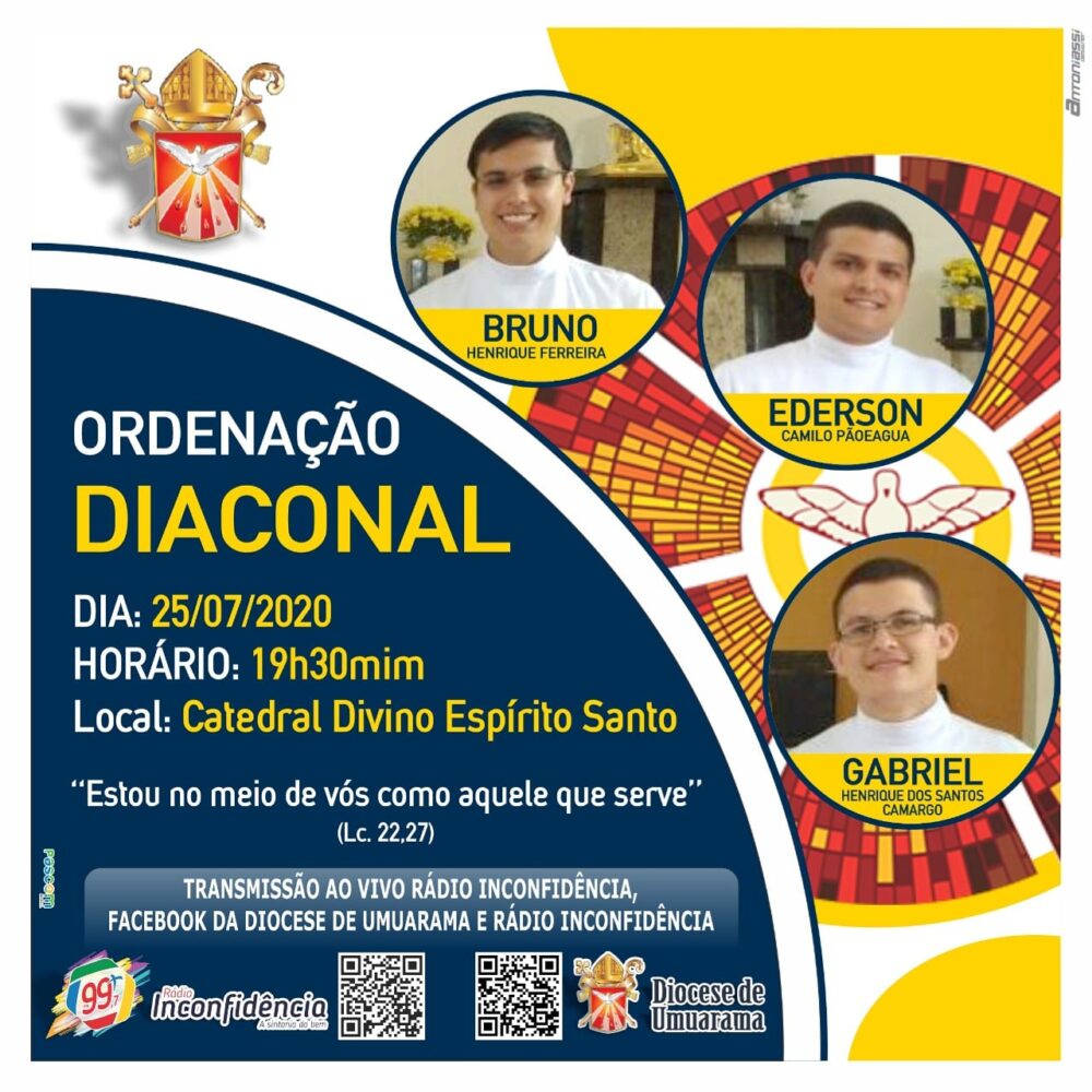 Santa Missa de Ordenação Diaconal de três Seminaristas acontece nesse sábado