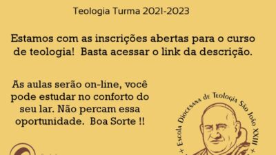 Continuam abertas as inscrições para o curso de Teologia 2021 a 2023