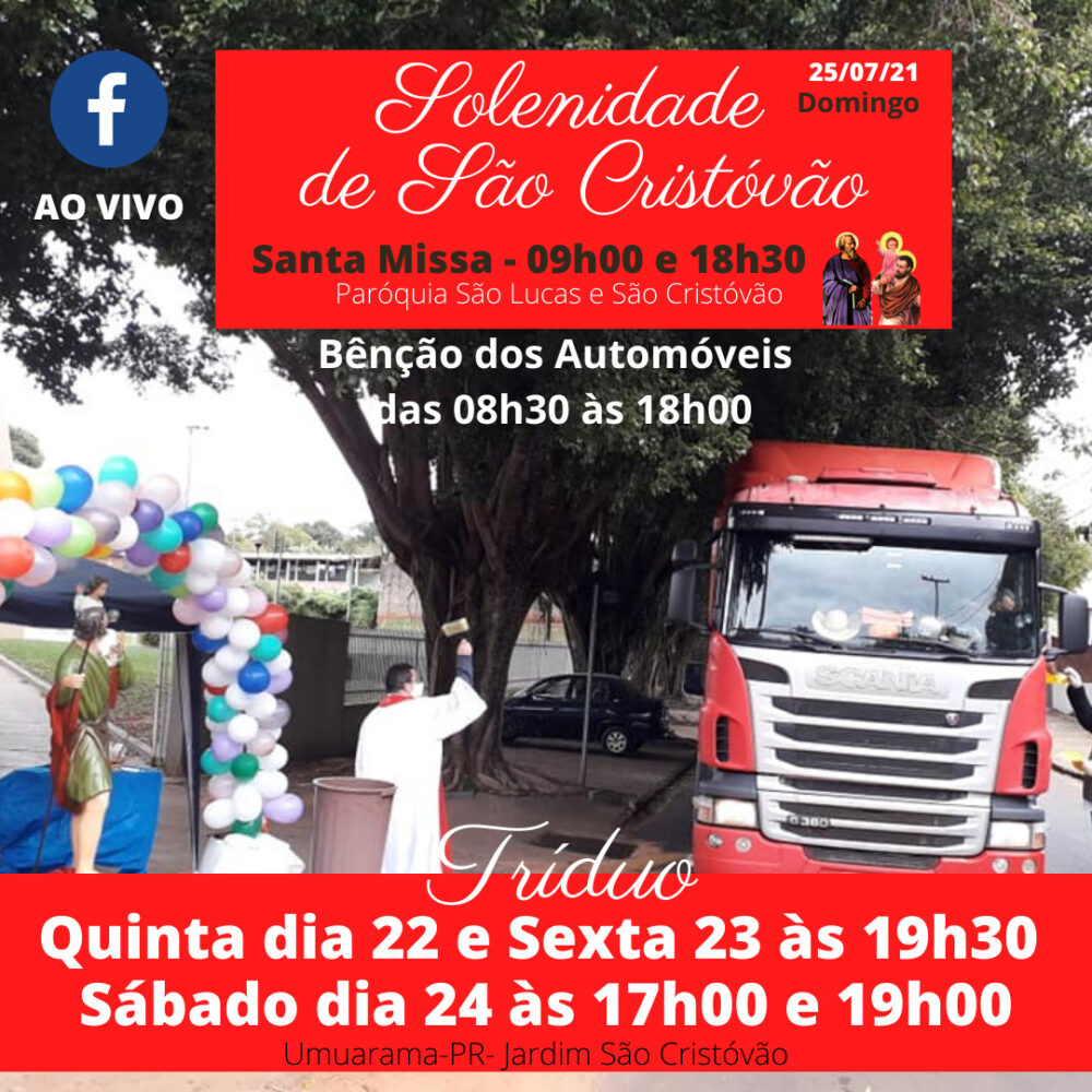 Solenidade de São Cristóvão celebrará aniversário da Paróquia e terá benção de veículos