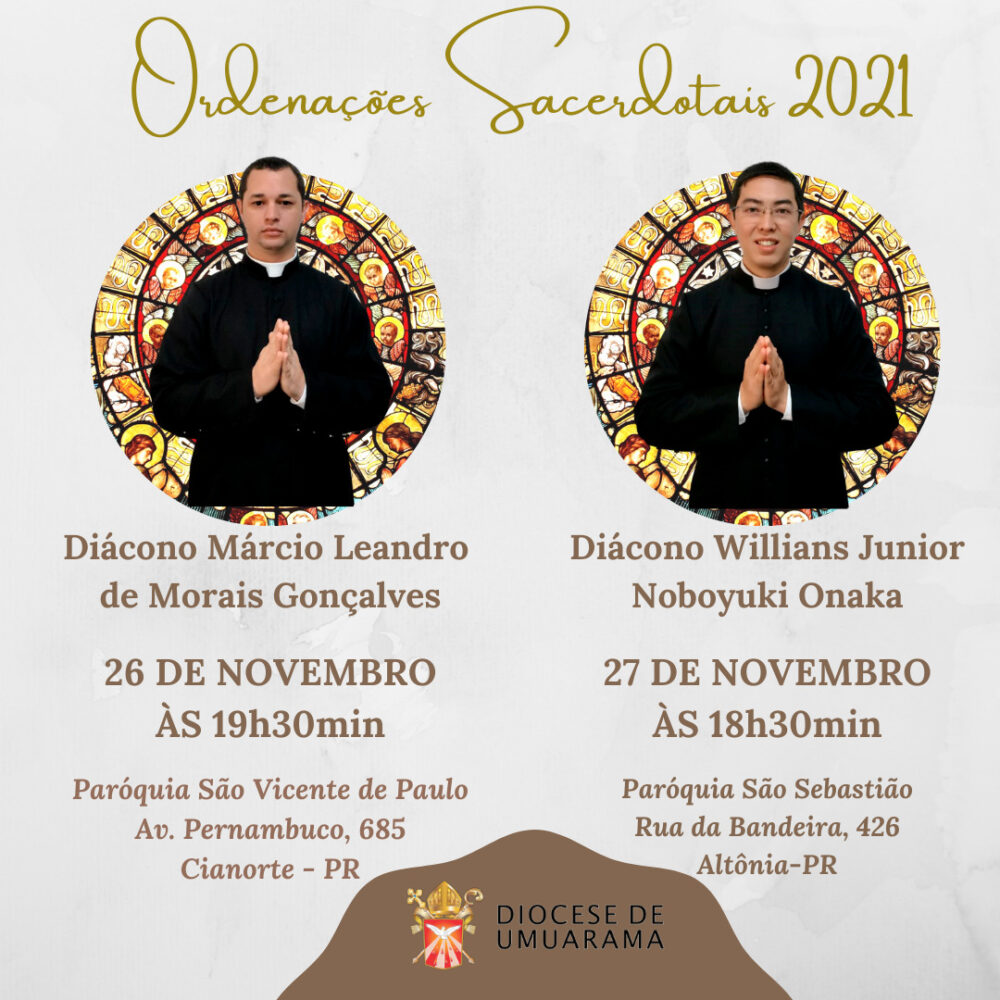 Dois jovens serão ordenados presbíteros na Diocese
