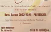 Inscrição para o teste avaliativo do curso de Teologia