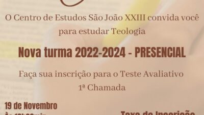 Inscrição para o teste avaliativo do curso de Teologia
