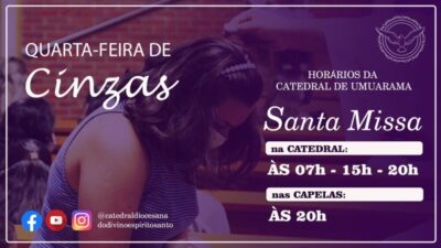 Horários de Missa nesta Quarta-feira de Cinzas na Diocese de Umuarama