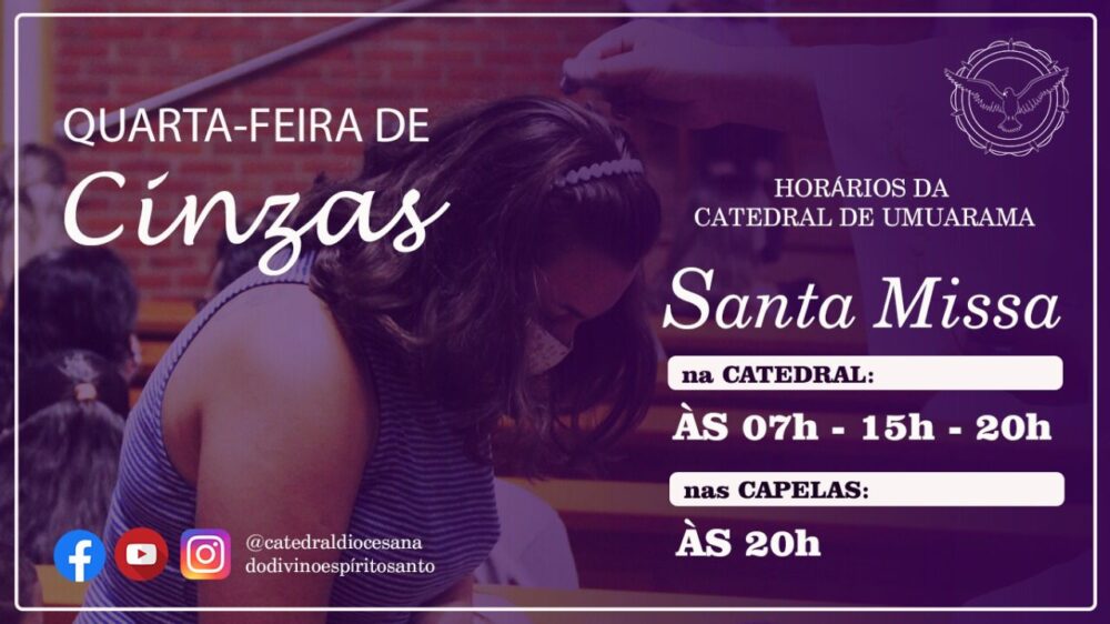 Horários de Missa nesta Quarta-feira de Cinzas na Diocese de Umuarama