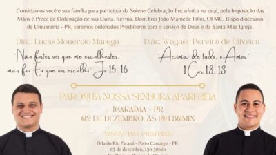 Dois jovens serão ordenados presbíteros na próxima sexta-feira