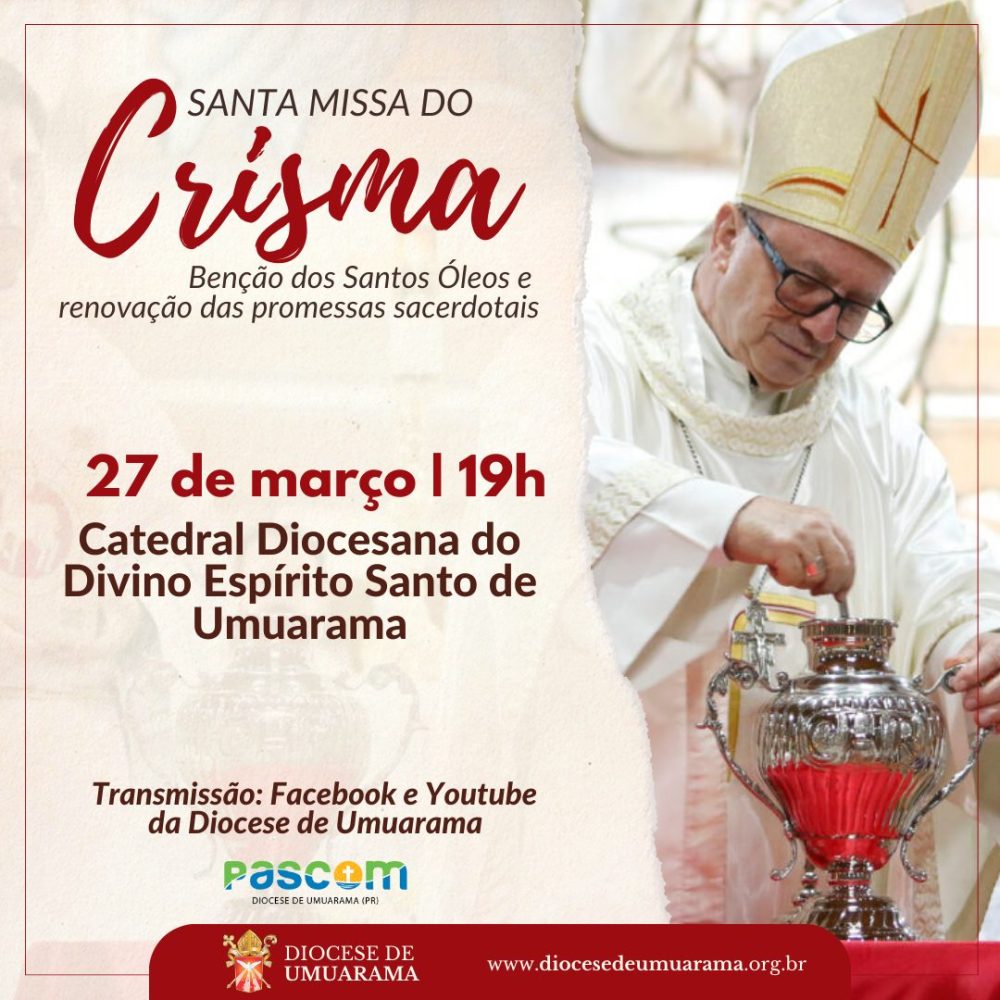 Missa do Crisma acontece nesta quarta-feira na Catedral Diocesana