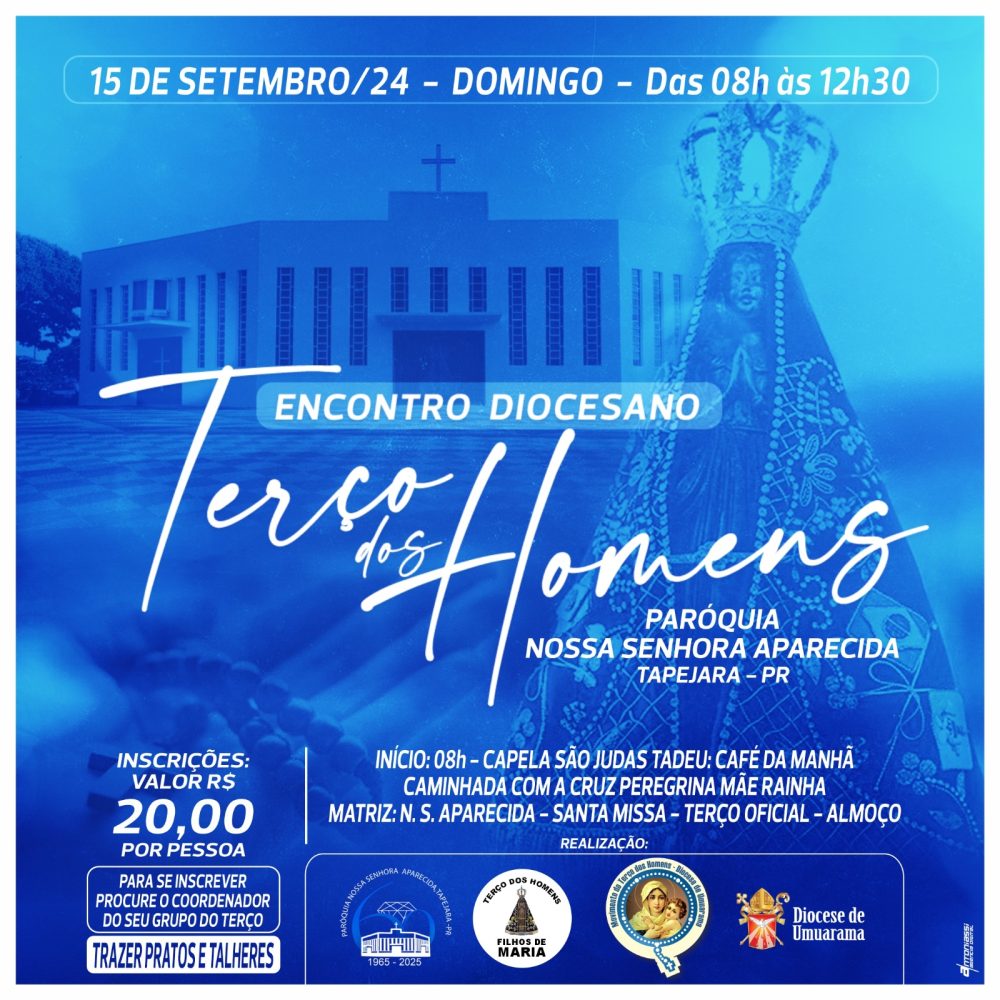 Encontro Diocesano do Terço dos Homens acontecerá no próximo dia 15