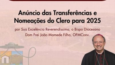 Bispo anuncia as transferências dos Padres para 2025