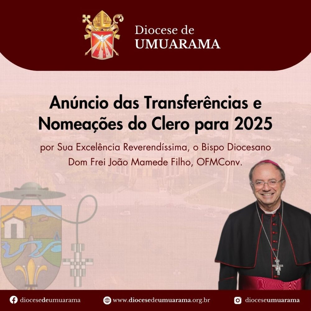 Bispo anuncia as transferências dos Padres para 2025
